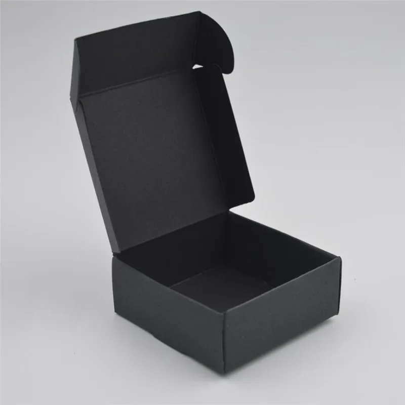 10 шт./лот, маленькая крафт-бумага, коробка, коричневое мыло ручной работы в коробке, белая крафт-бумага, Подарочная коробка, черная упаковка, коробка для ювелирных изделий, картонная коробка - Цвет: Черный