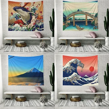 

Japan Kanagawa Bamboo Wave Surfing Partition Curtain Tapestry Wall Hanging Decor Carpet Hippie Yoga Mat Bedspreads Beach Throw