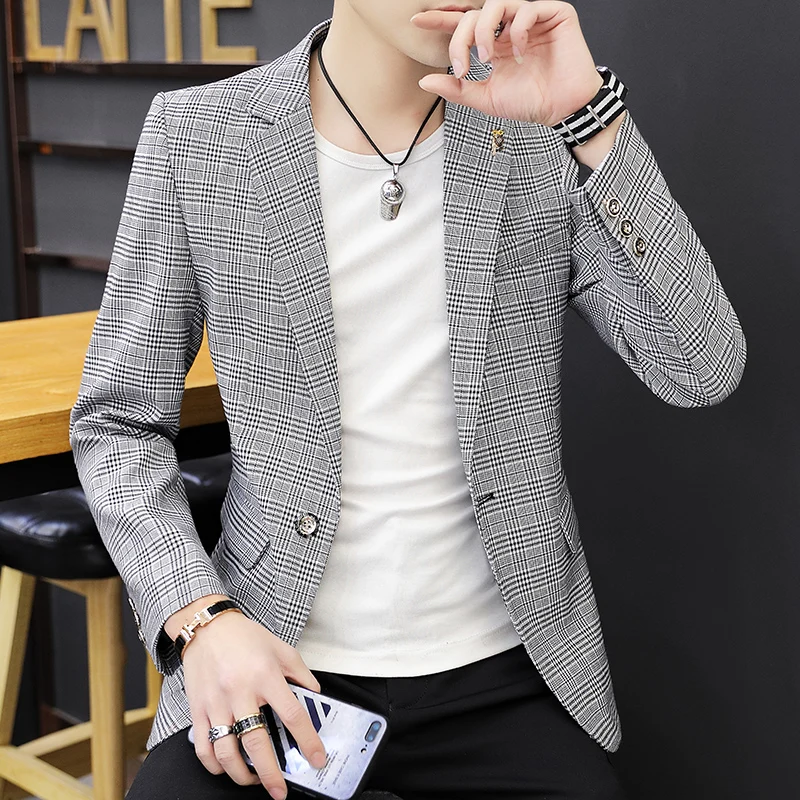 

custom A New Small Suit for Men in the Spring Festival of 2019 with Chequered Single Suit for Men and Leisure Suit