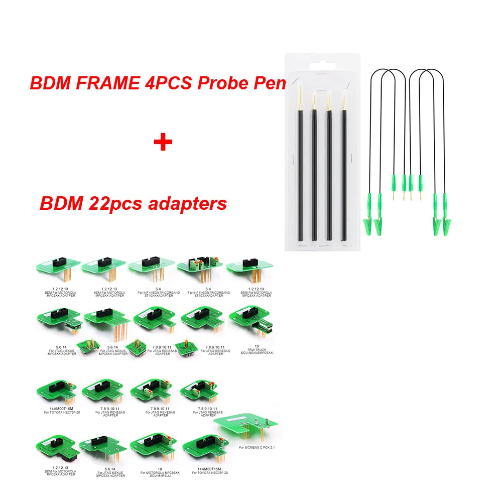 22 шт. Адаптер BDM Рамка 22 зонда для KESS V2 KTAG BDM 100 BDM100 FGTECH V54 BDM Рамка полные наборы obd2 ECU программист BDM 100 - Цвет: Adapters with Pen