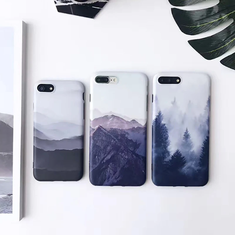 

YKUPUP Scenery Mountain Soft Tpu Silicone Phone Case for Iphone 7 Cover for IPhone Xs Max Xr X 6 S 6s 7 8 Plus 7plus 8plus Coque