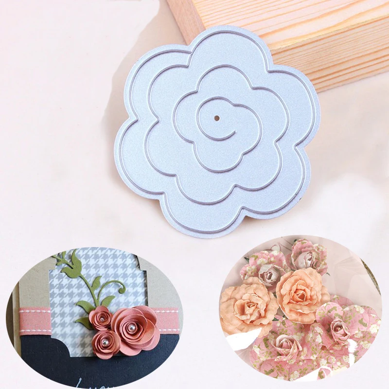 2Pcs//Set Rose Flower Roll Metal Cutting Dies Scrapbooking Embossing Card Crafts