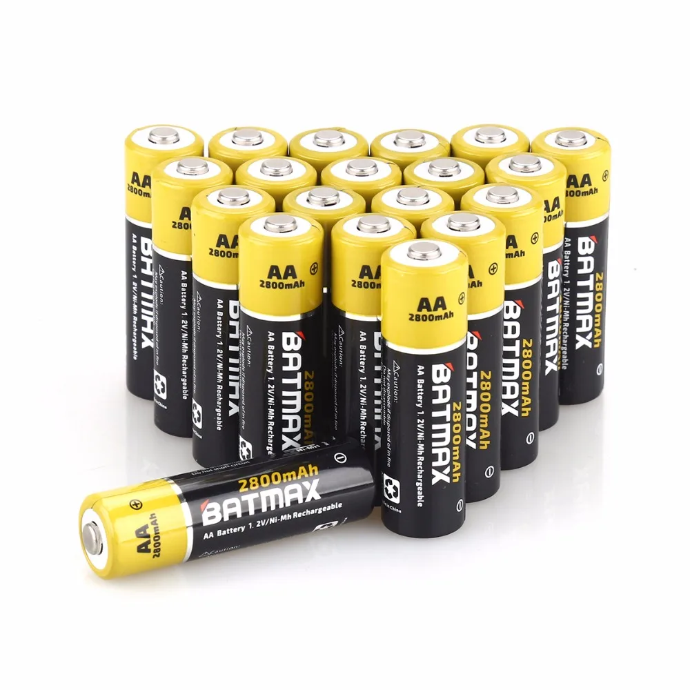 20 шт./упаковка перезаряжаемые батареи AA NiMH высокой емкости 2800 мАч|rechargeable battery|battery