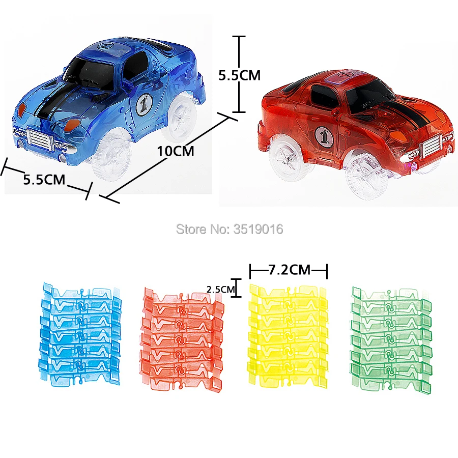 Полный изгиб, гибкий гоночный трек набор 11 футов более 220 штук гибкий светится в темноте треков с 2 автомобилями и аксессуарами