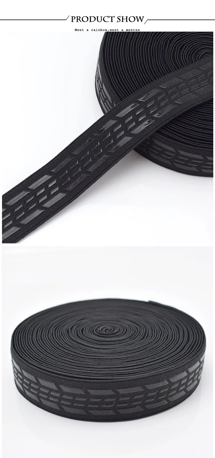 Meetee 2/5 25 мм/10 см Нескользящая силиконовая черная эластичная лента спортивный пояс эластичная тесьма Сделай Сам уличная одежда швейный материал