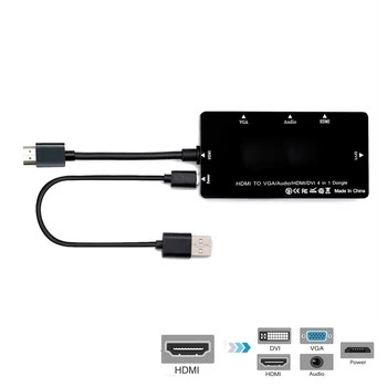 

10pcs/lot Cablecc VGA/Audio/HDMI/DVI 4in1 Dongle Adapter HDMI Adapter Multiport Splitter Converter For PS3 HDTV PC Monitor
