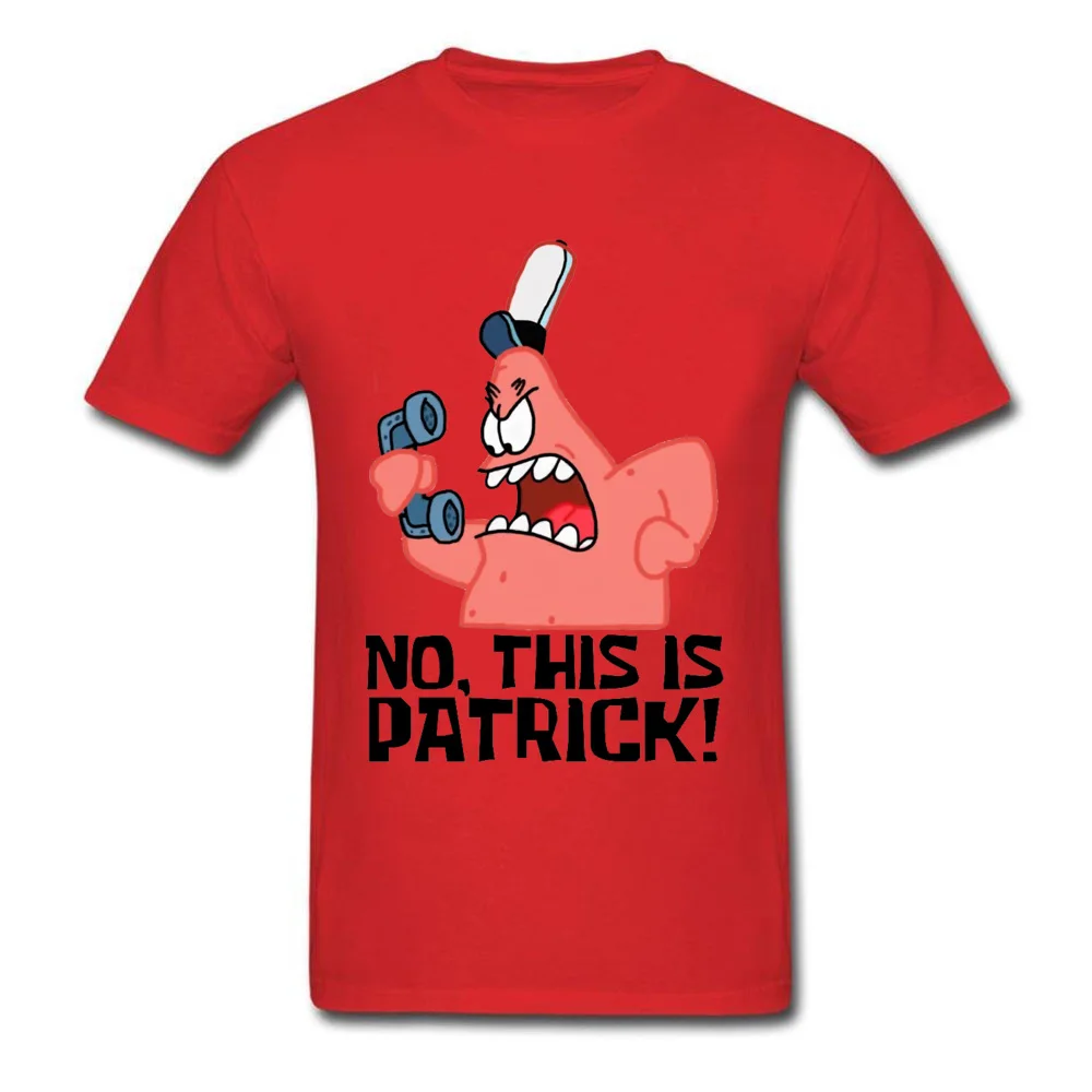 Slim Fit Men T-shirts No-This-Is-Patrick Design Tops T Shirt Pure Cotton Short Sleeve Casual Tops Shirts Round Neck No-This-Is-Patrick red