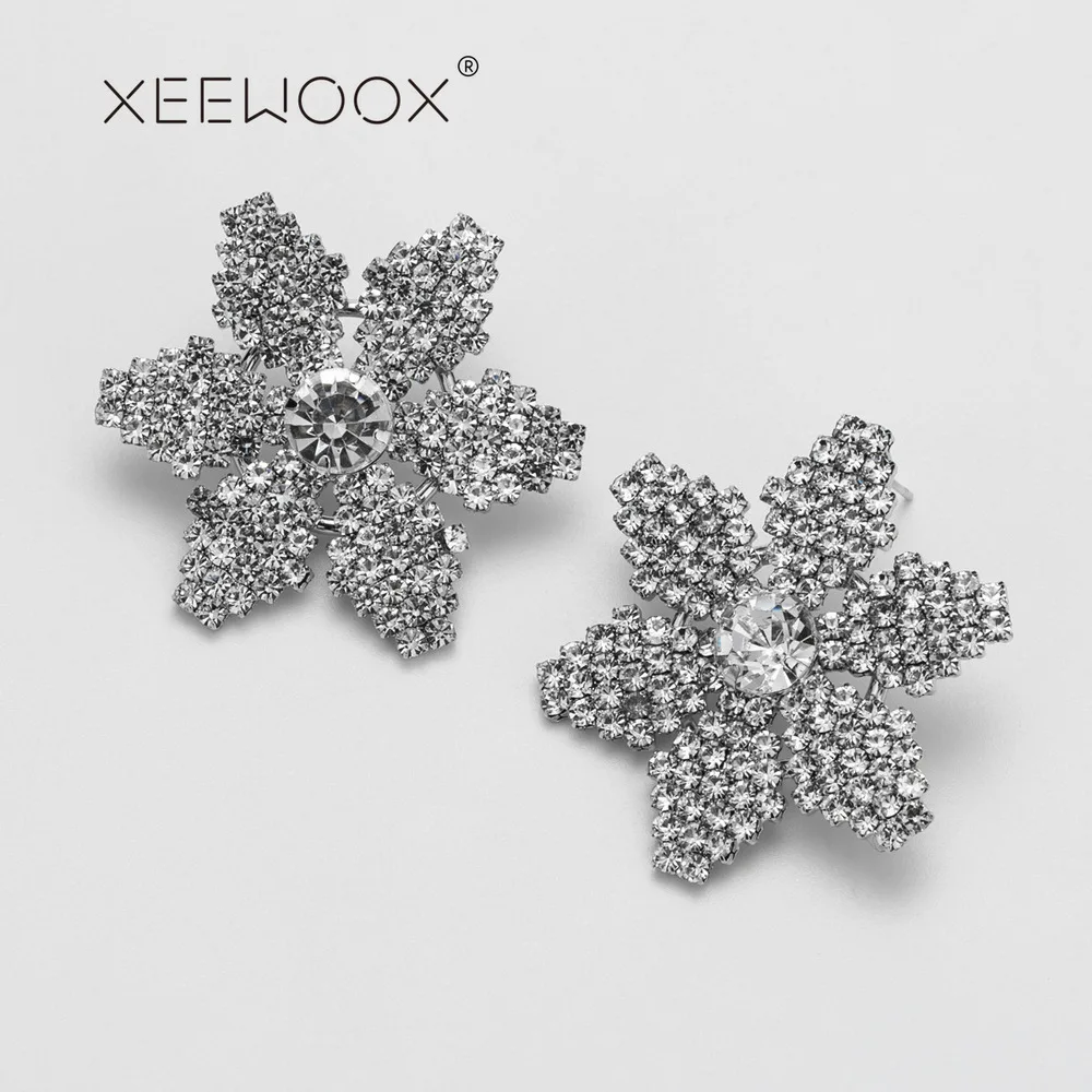 XEEWOOX 2019 новые женские хрустальные снежные хлопья Эффектные серьги-гвоздики для