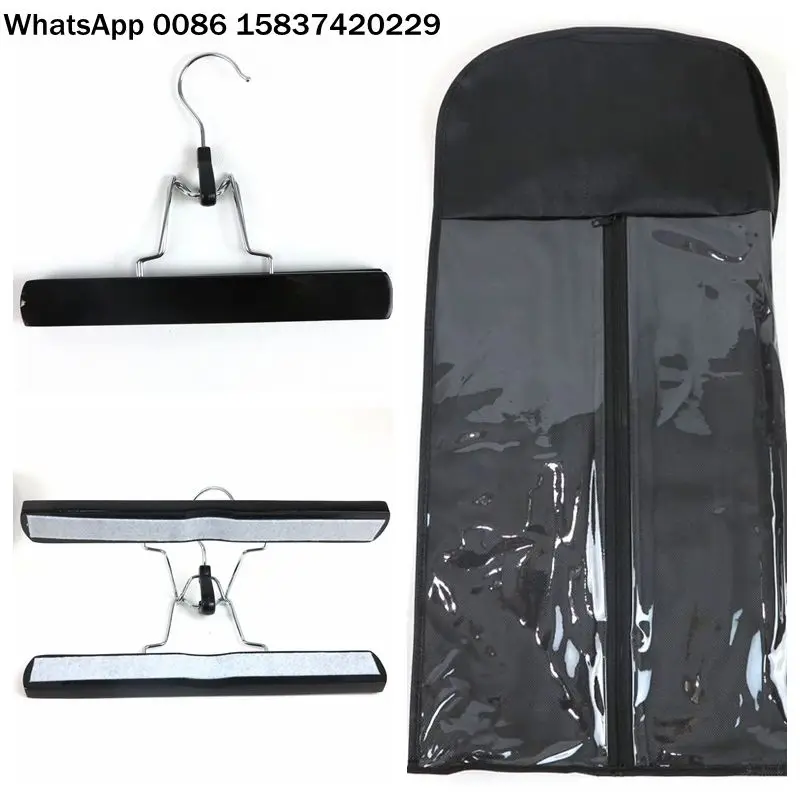 20 bags + 20 hanger Black zipper hanger hair extension packing suit