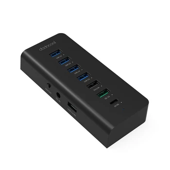 

US plug 7-Port USB Hub with 4 Data Transfer USB 3.0 and 3 Quick Charge 3.0 60W fast charger Power Adapter for PC Laptop Macbook