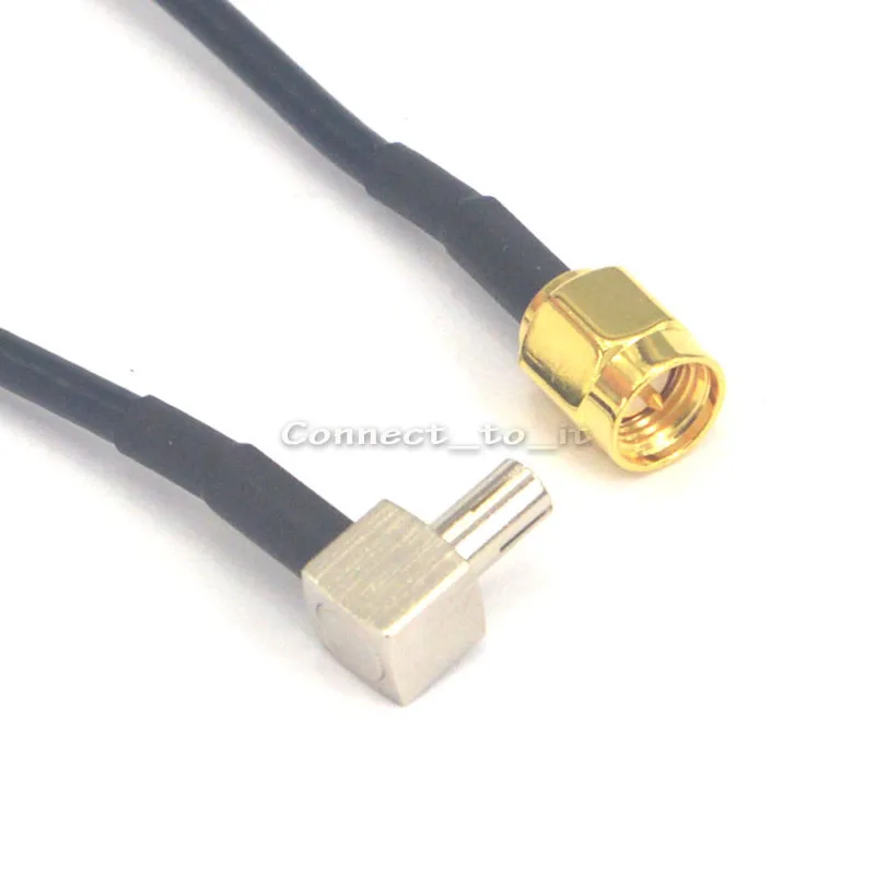 

100 Pieces shipping by DHL SMA male plug pin to TS9 male right angle nickel Cable RG174 RF pigtail 30cm