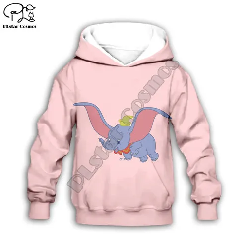 Одежда для семьи детские толстовки с 3D принтом, пальто на молнии с принтом «Dumbo» розовый свитер для мальчиков и девочек Детские шорты «Kawaii»/штаны/футболка - Color: Kids  hoodies