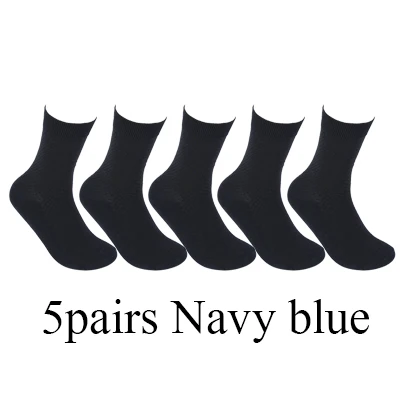10 пар/лот, высококачественные мужские носки из бамбукового волокна, носки для счастливого человека, мужские зимние теплые длинные носки, черные чулки в подарок - Цвет: 5 pairs Navy blue