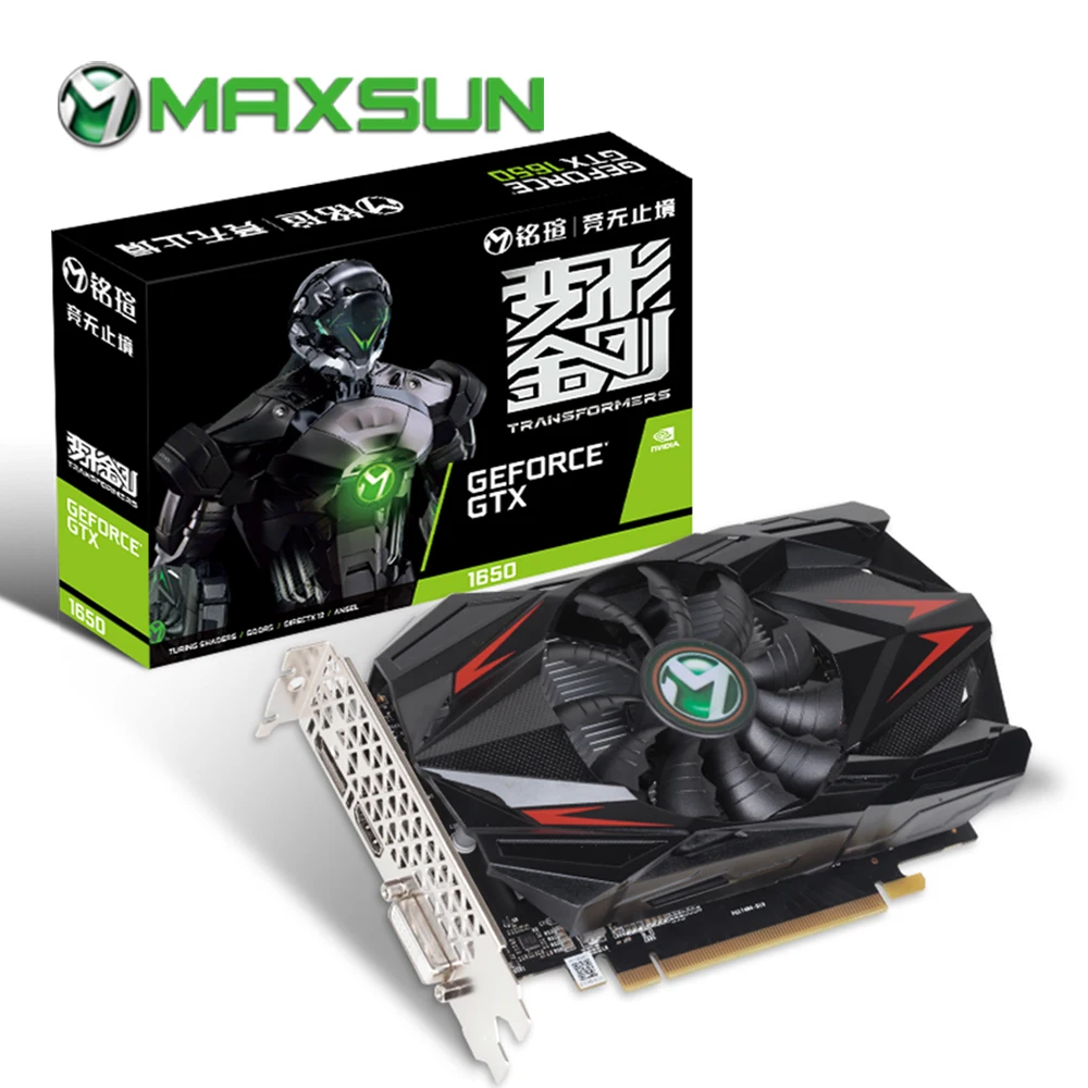 

MAXSUN graphic card GTX 1650 4G 128bit GDDR5 NVIDIA 8000MHz 1485MHz HDMI+DVI+DP 12nm 896units 75W video card for gaming