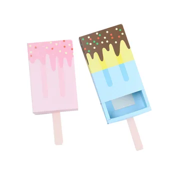 

Ice cream Party Gift Boxes Blue Pink Drawer Box Packaging Baby Shower favors Chocolate Box 10pcs/lot