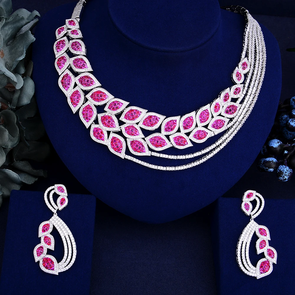 

missvikki Luxury Bridal Wedding Engagement Jewelry Blue/Multicolor/Red Color Trendy Accessories Necklace Earrings Jewelry
