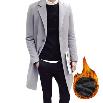 

Men Classic Fashion Wool Thick Coats 2018 Solid Color Black Red 5XL Medium-Long Trench Slim Fit Overcoat Male Fashion Outerwear