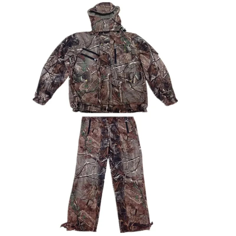 

Multi-pocket winter plus velvet suit bionic camouflage hunting clothes camouflage ghillie suit waterproof breathable