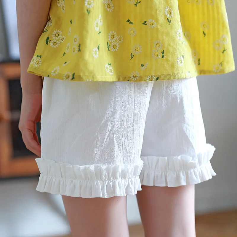 

cotton ruffles patchwork little girls shorts summer with pockets children clothing elastic waist white shorts for girls kids