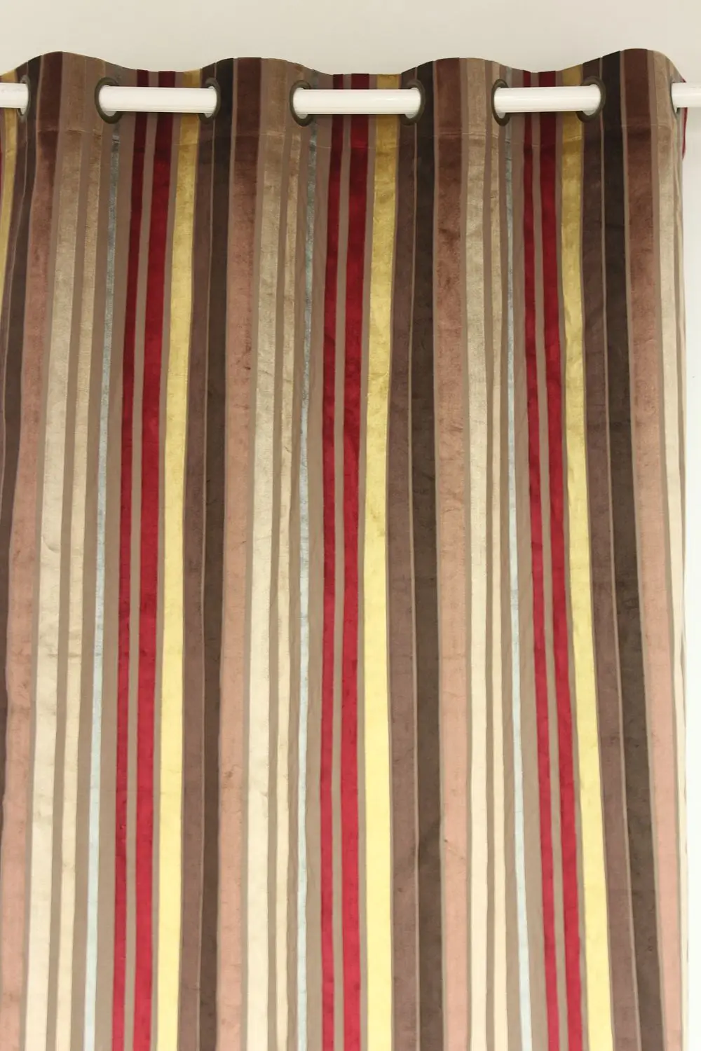 Vezo Home Multi Burgundy Stripes Velvet Window Treatment