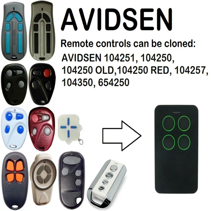 

AVIDSEN 104251, 104250, 104257, 104350, 654250 remote control universal gate garage remote control