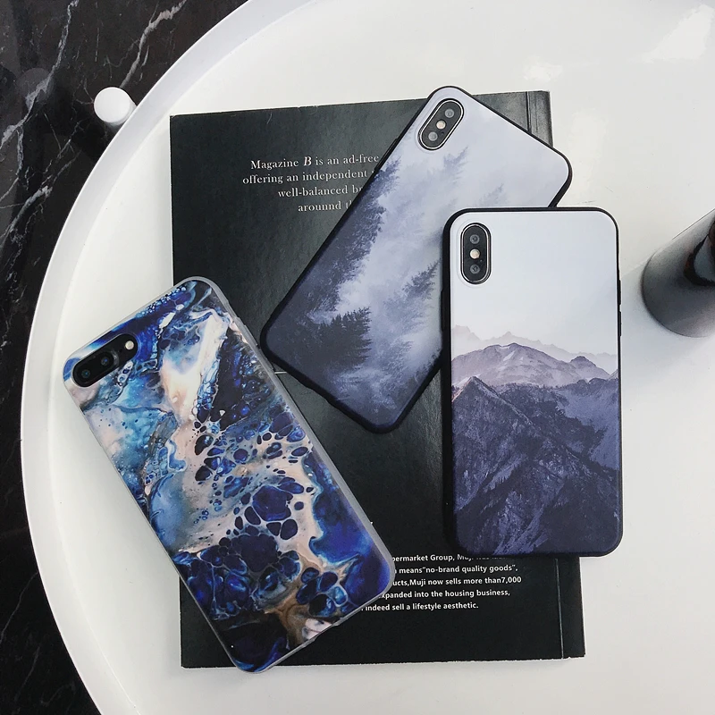 

Luxury Texture Granite Marble IMD Case For iPhone X XR XS Max Scrub Matte Stone Soft TPU Cover For iPhone 10 6 6S 7 8 Plus Cases