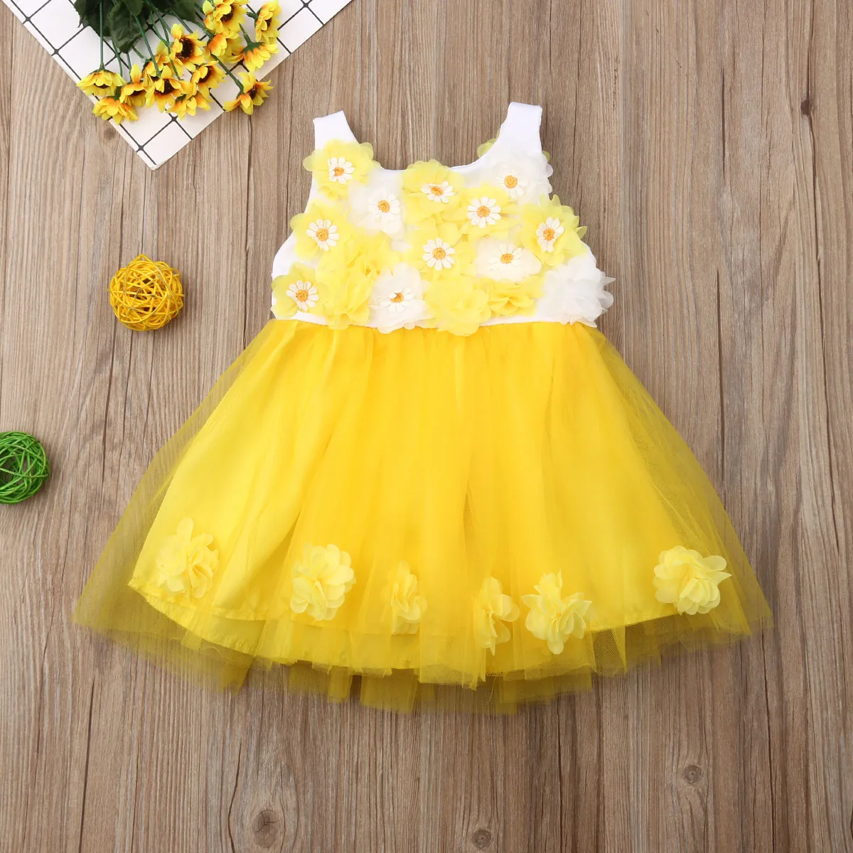 Pudcoco летние желтые детские для девочек в цветочек вечерние платье на день рождения платья подружек невесты на свадьбу платье для сладкой принцессы