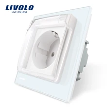 Livolo ЕС стандартный мощность разъем, белый стекло панель, AC 110~ 250 В 16A стены разъем с Водостойкая крышка C7C1EUWF-11