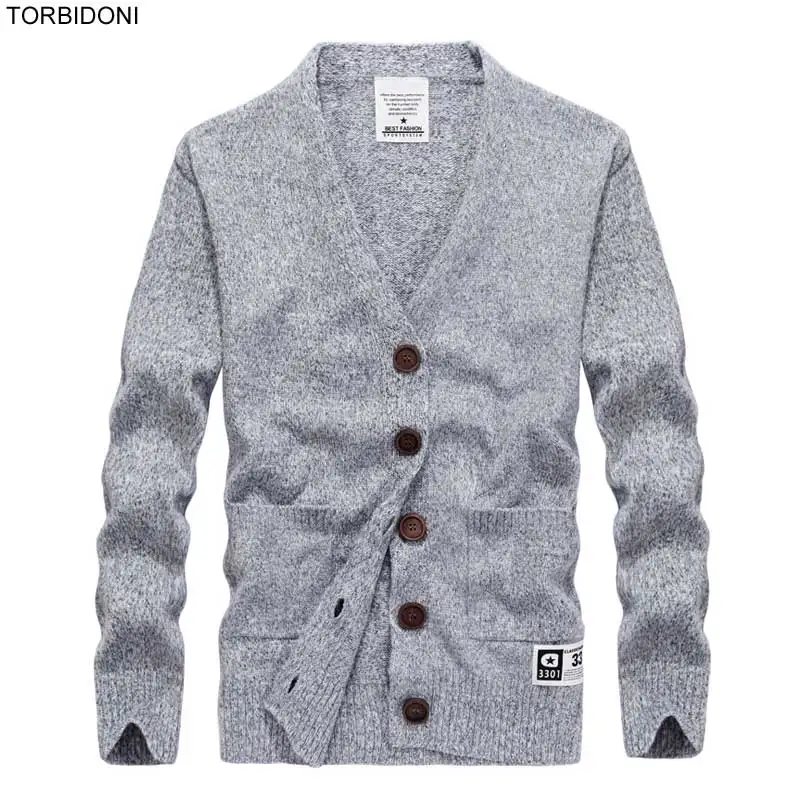 Cardigans Men Sweaters 2017 Knitwear Button Fly V neck Cardigan Top