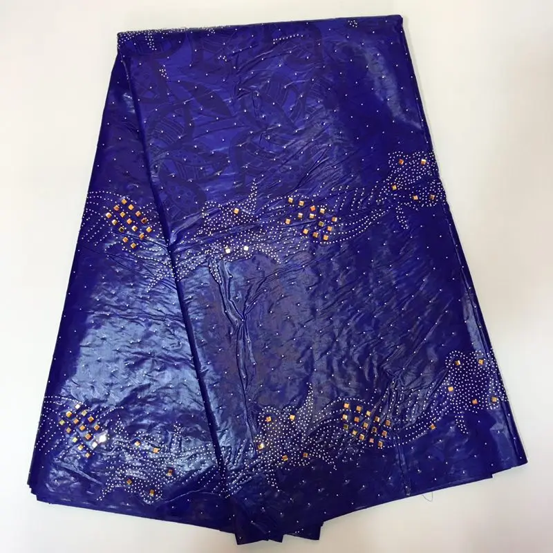 Deep blue bazin riche getzner african fabric with pearl beads top quality nigerian material basin beaded for dress 5yards | Дом и сад