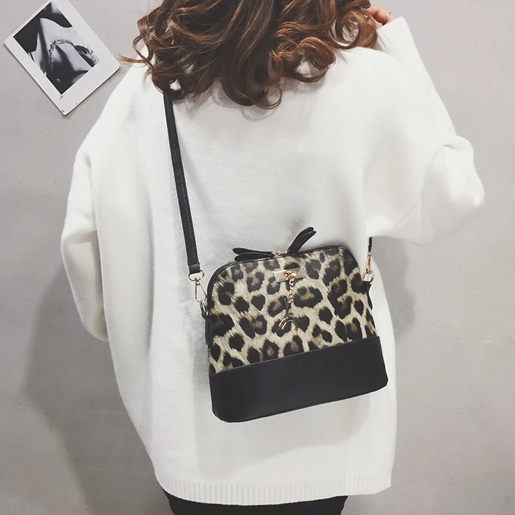 Женские винтажные сумки-мессенджеры, женская сумка через плечо с леопардовым принтом, сумка на плечо с подвеской в виде олененка, сумка-мессенджер# T2