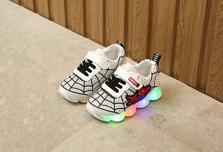 children kids tenis led spiderman shoes for boys girls rubber mesh luminous sneakers baby tenis led kids shoes sneakers