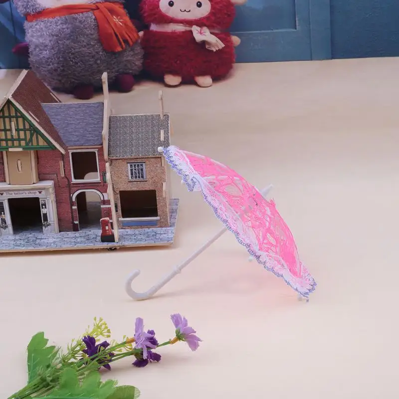 1pc Pink Mini Sunshade Umbrella Doll Accessories Doll Plastic Lace