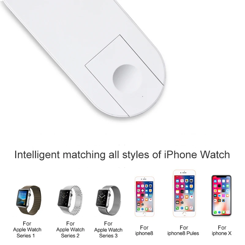 2 в 1 складное Беспроводное зарядное устройство для iPhone X XS Max XR samsung S8 S9 10 Вт быстрая Беспроводная зарядная панель для Apple Watch 4 3 2 1 зарядное устройство