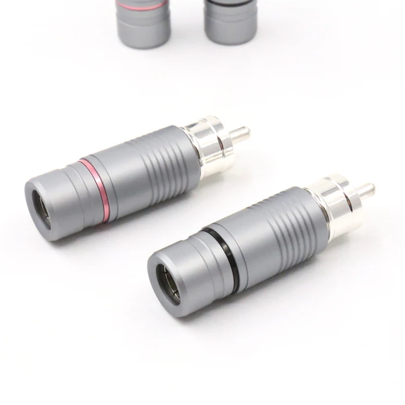 Conector de Áudio de Alta High Quality Prateado Rca Plug Fidelidade Male Adapter Conector 4 Pcs End Top - Image 3