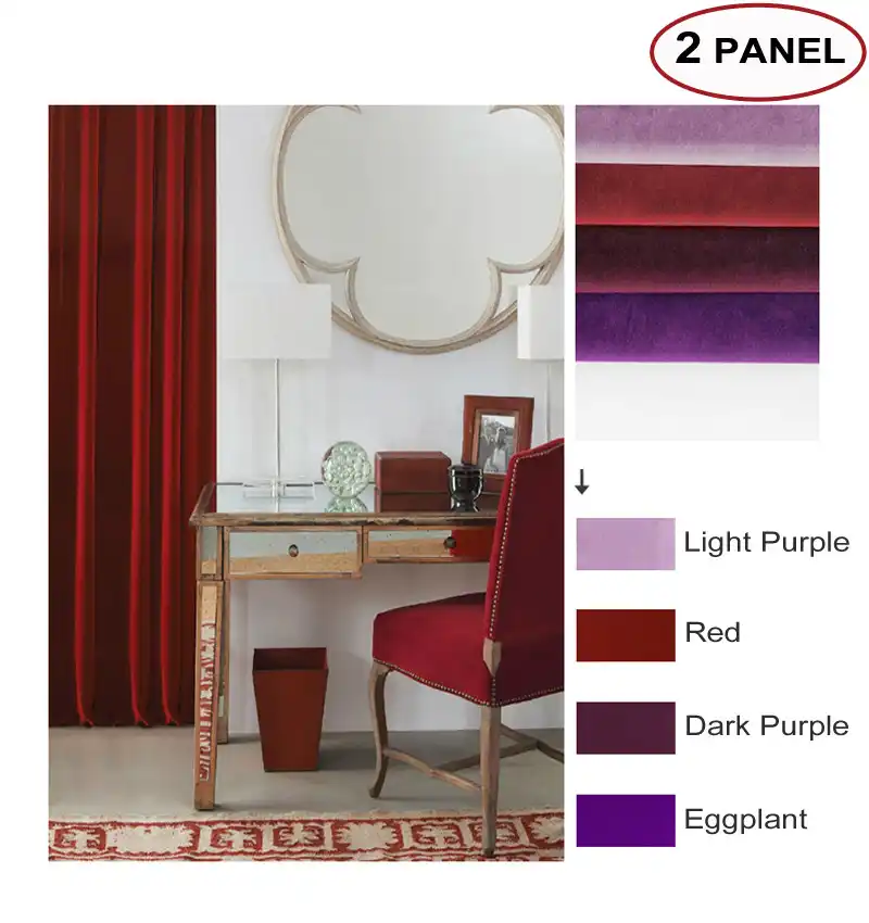 Momo Room Darkening Curtains Matte Velvet Solid Fabric Back Tab