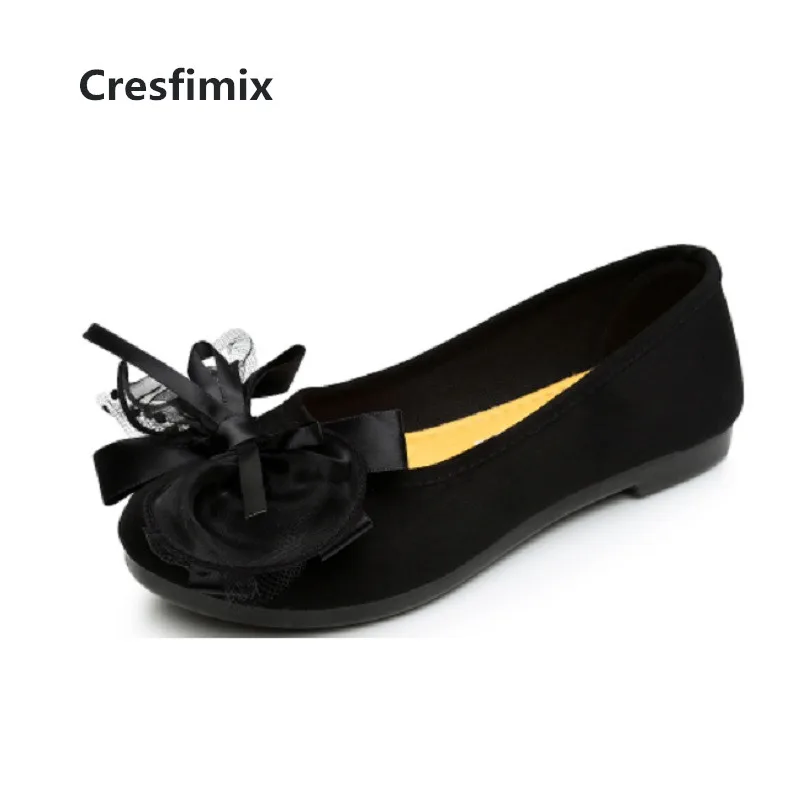 Туфли Cresfimix женские модная Милая повседневная обувь с бантом черный цвет серый