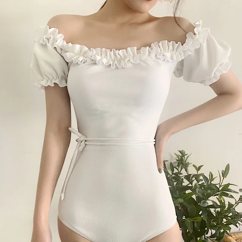 

Swimming Suit For Women Plus Size Beach Swimsuit Girls Sports Solid Female 2019 New Underwire Bracket Cotton Swimsuit One Piece