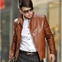 S-6XL весна и осень новое пальто в Корейском стиле Мужская тонкий стенд воротник кожаные куртки мотоциклетная куртка Большие размеры одежда костюмы