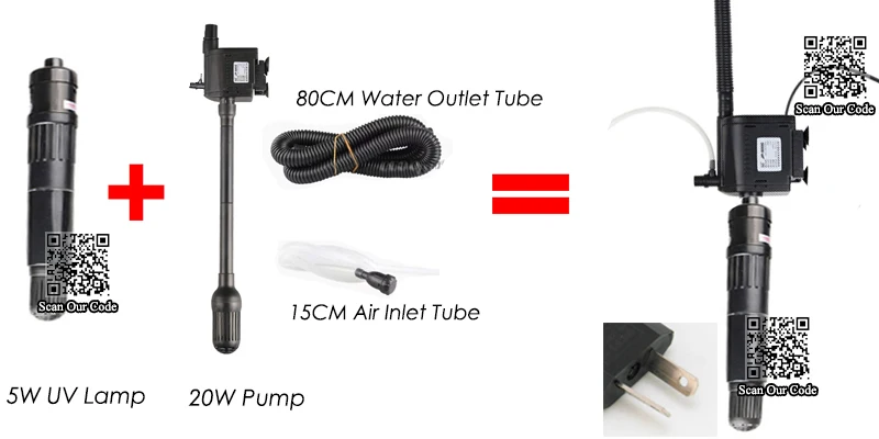 3 Вт 5 Вт УФ-лампа для стерилизации, 23 Вт 25 Вт УФ-стерилизатор для аквариума, фильтр для воды осветлитель насос УФ-светильник для удаления водорослей - Цвет: 5W UV 20W AU Plug