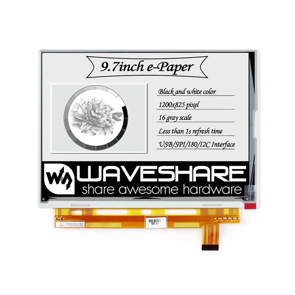 Waveshare 9,7x825, 1200 дюймов E-Ink raw дисплей, параллельный порт, без PCB