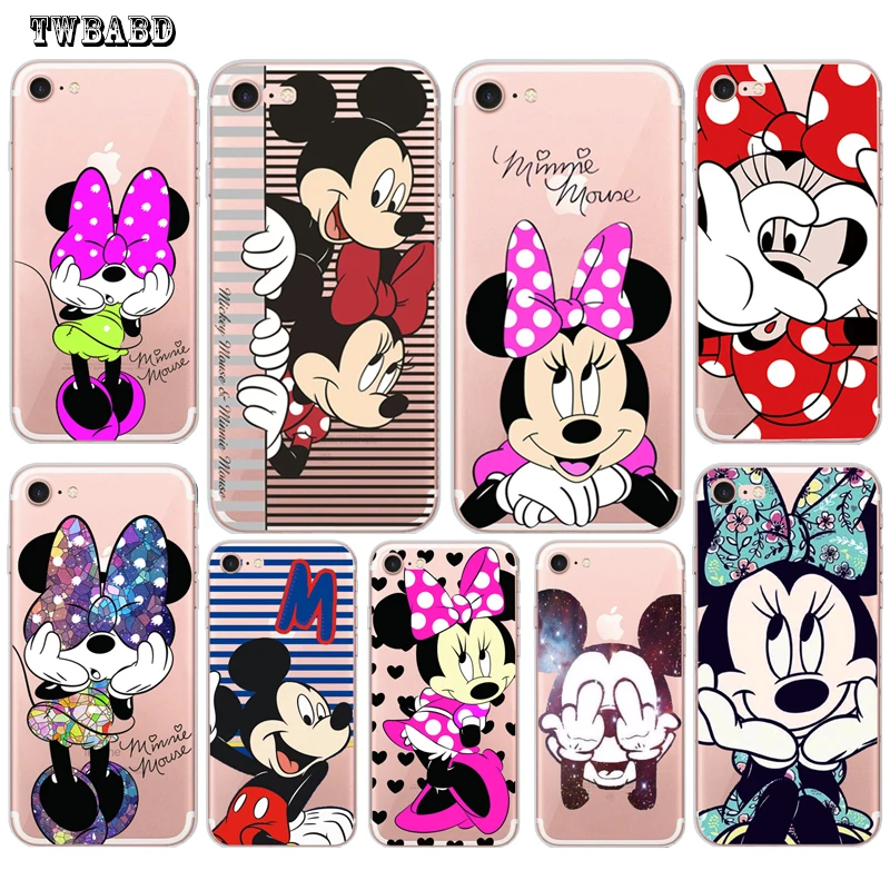 Cute Minnie Soft silicone Case For Funda iPhone 8 case X XS Max XR 6 6S 8 8Plus 5 5S SE Lovely Mickey for coque iPhone X Etui