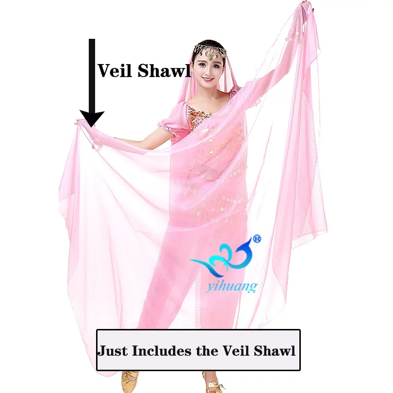 Сексуальные костюмы для танца живота женские восточные танец живота шелковый шарф Вуаль шифоновая шаль - Цвет: Pink