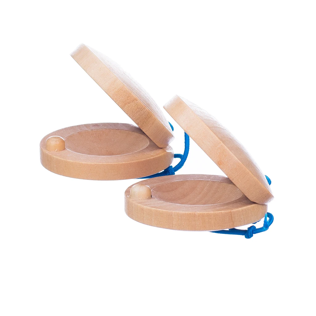 

A Pair Wooden Castanets Wood Percussion Flamenco Musical Instrument Education Child's Intellectual Development Listening Ability