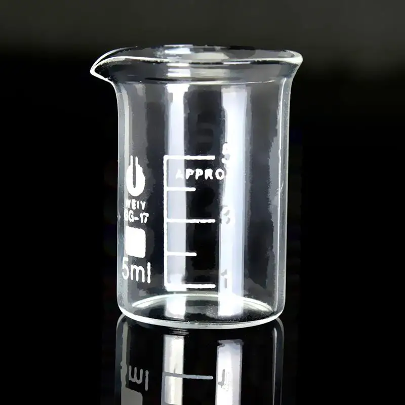 Kicute 1 шт. отличное качество 5 мл химический лабораторный стакан боросиликатный мерный стакан прозрачные лабораторные принадлежности Школьные принадлежности