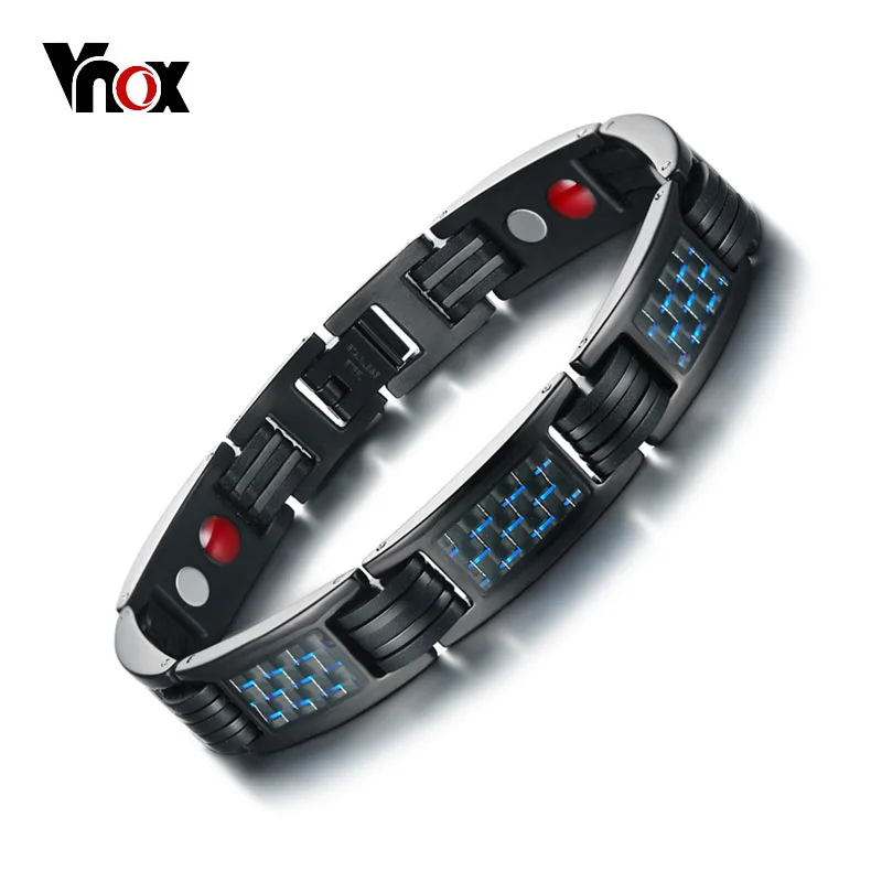

Vnox Carbon Fiber Bio Energy Power Magnetic Bracelet for Men Bangle Stainless Steel Health Care Male Jewelry