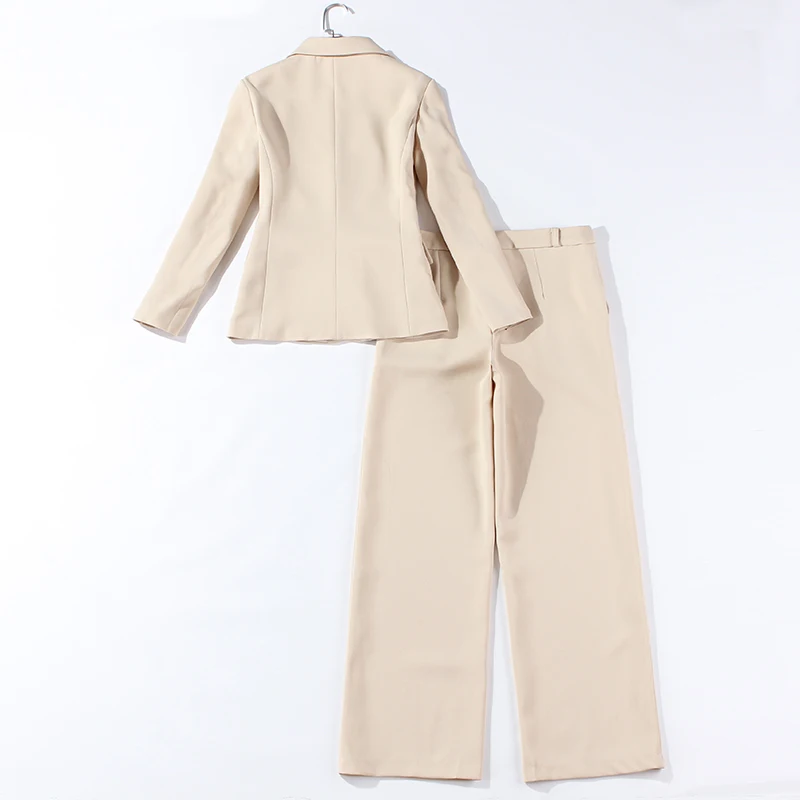 2019 high quality women's office suits Casual jacket and trousers Women's classic suit Two-piece solid wide-leg pants