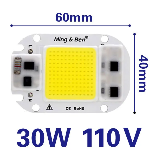 10 шт. светодиодный светильник-чип COB Smart IC 3 Вт 5 Вт 7 Вт 9 Вт 12 Вт 15 Вт 18 Вт 20 Вт 30 Вт 50 Вт 220 в 230 В светодиодный светильник IP65 светодиодный DIY для наводнения светильник - Испускаемый цвет: 30W 110V 10pcs