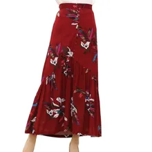 High Waist Skirt Women Elegant Split Beach Swing Maxi Skirts Summer Vintage Floral Print Asymmetrical Long Skirt Clothing