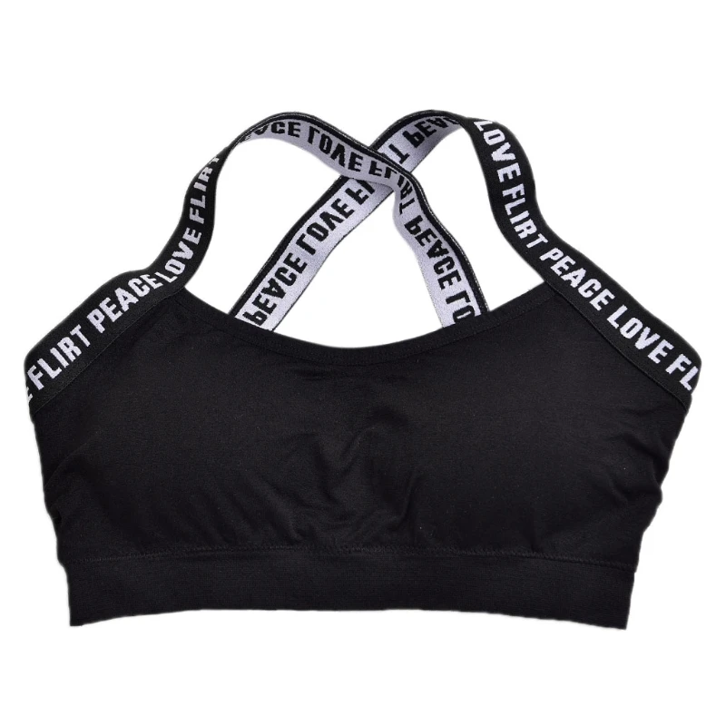2018 New Nylon Fitness Sports Bra Underwear lWomen Cross Back Letter